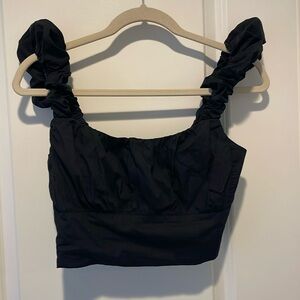 A&F Black crop top with ruffle straps size S